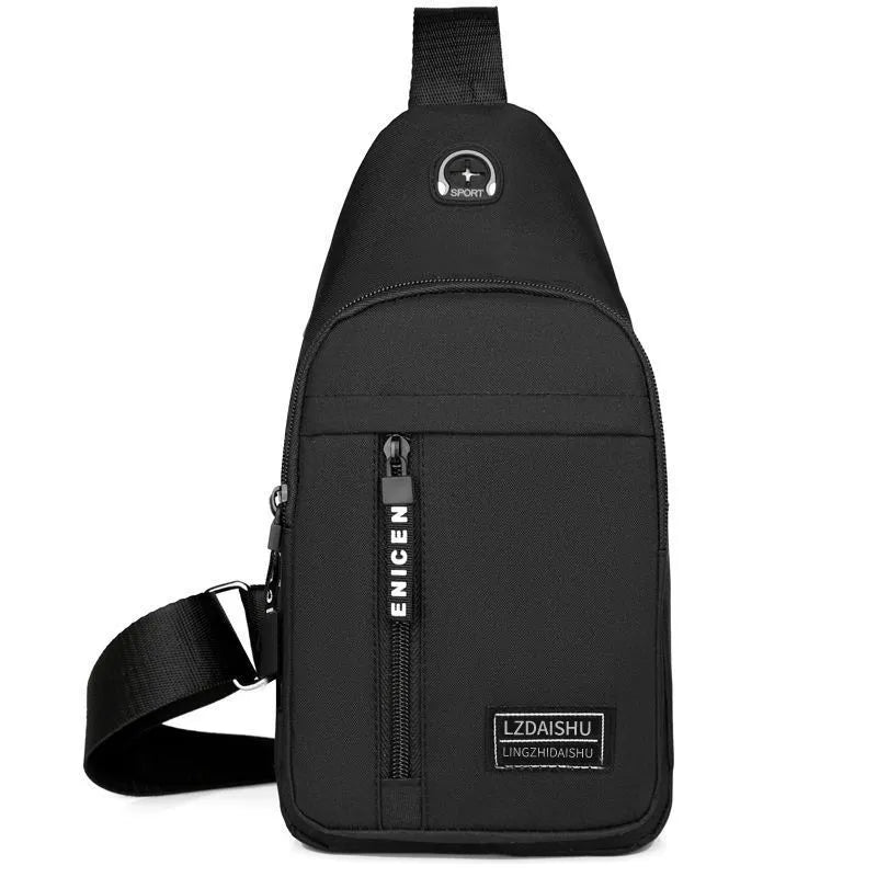 Men's Solid Color Chest Bag - Outdoor Casual Fashion Canvas Messenger Satchel with Zipper