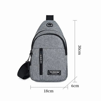 Men's Solid Color Chest Bag - Outdoor Casual Fashion Canvas Messenger Satchel with Zipper