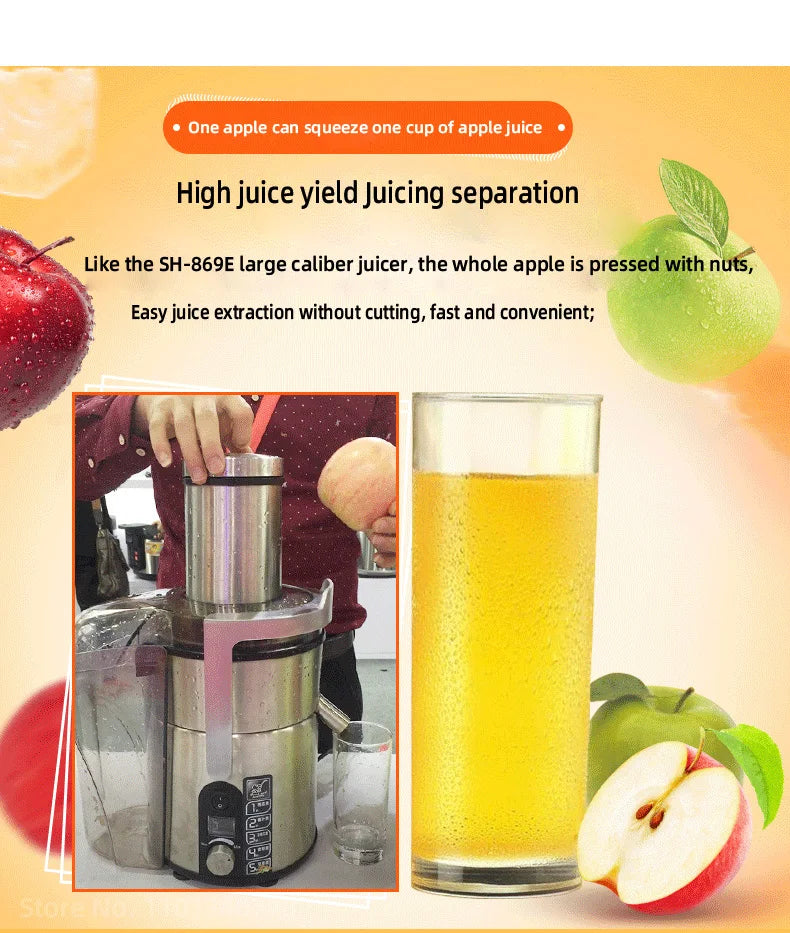 1200W Commercial Electric Juicer Powerful Large-caliber Juicer LCD Display 220V Full-automatic Fresh Fruit Large Original Juicer