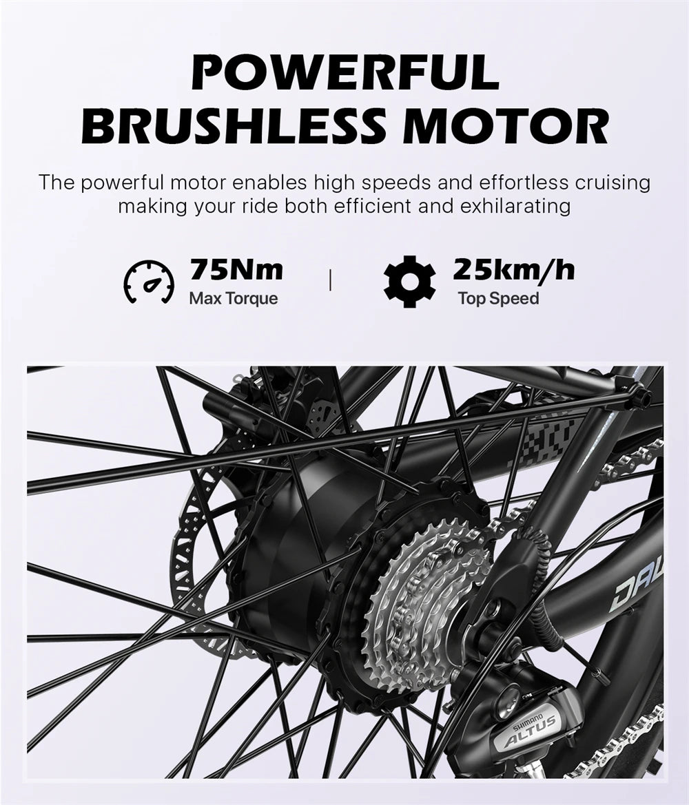 Electric Bicycle 48V 14AH Lithium Battery Electric Mountain Bike 100km Range 27.5" Spoke Wheel 7 Speed Adults Mountain E-bike