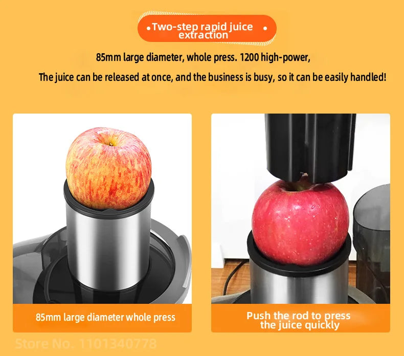 1200W Commercial Electric Juicer Powerful Large-caliber Juicer LCD Display 220V Full-automatic Fresh Fruit Large Original Juicer