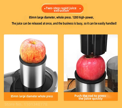 1200W Commercial Electric Juicer Powerful Large-caliber Juicer LCD Display 220V Full-automatic Fresh Fruit Large Original Juicer