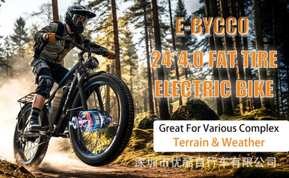 E-Bike 4000W Motor 52V32AH All-terrain Fully Suspended Off-road Motorcycle Electric Bike 24*4.0-inch Fat Tire  Electric Bicycle