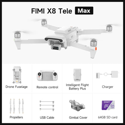 FIMI X8 Tele Max 20km Range drone 4K professional original 60fps Dual Camera 3-Axis Gimbal & AI Night Vision 30min Flight Time