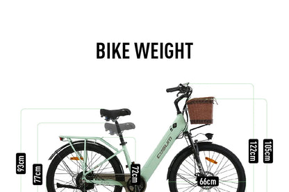 Electric Bicycle 26" 250W Motor 7S Removable Li-Battery Pedal Assist with Basket Luggage Rack Urban Unisex City Commuter E-bike