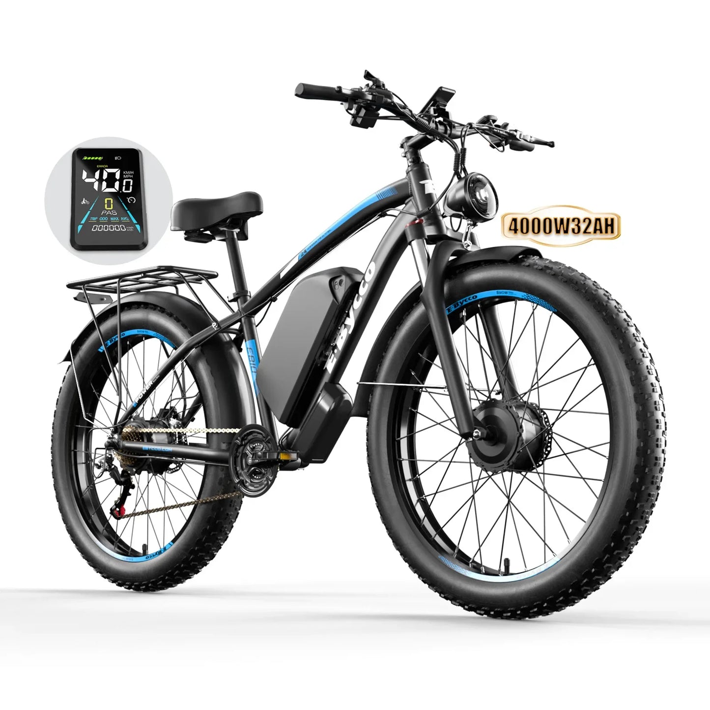 E-Bike 4000W Motor 52V32AH All-terrain Fully Suspended Off-road Motorcycle Electric Bike 24*4.0-inch Fat Tire  Electric Bicycle