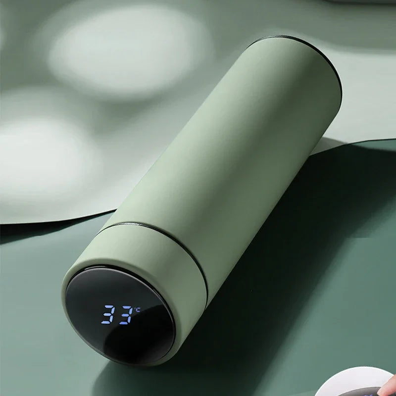 500ml Insulated Thermal Water Bottle with Digital Temperature Display - Leakproof Stainless Steel Vacuum Flask for Coffee and Milk
