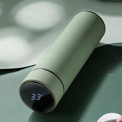 500ml Insulated Thermal Water Bottle with Digital Temperature Display - Leakproof Stainless Steel Vacuum Flask for Coffee and Milk