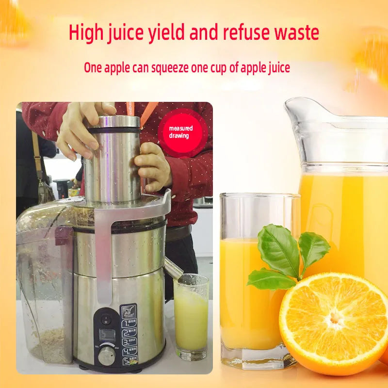 1200W Commercial Electric Juicer Powerful Large-caliber Juicer LCD Display 220V Full-automatic Fresh Fruit Large Original Juicer
