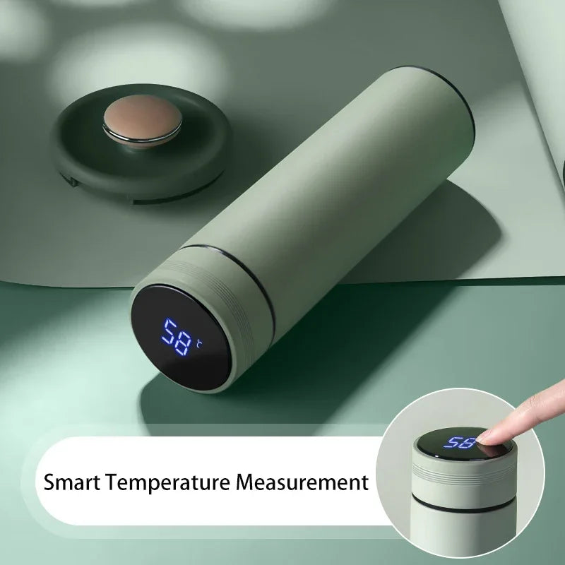 500ml Insulated Thermal Water Bottle with Digital Temperature Display - Leakproof Stainless Steel Vacuum Flask for Coffee and Milk