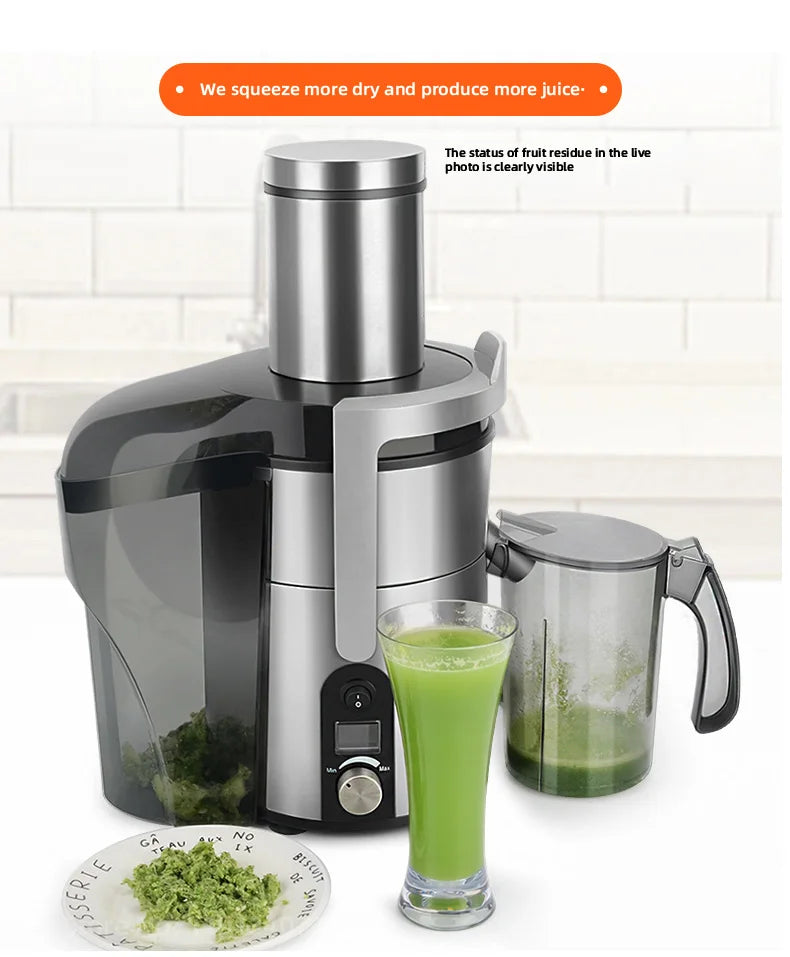 1200W Commercial Electric Juicer Powerful Large-caliber Juicer LCD Display 220V Full-automatic Fresh Fruit Large Original Juicer