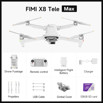 FIMI X8 Tele Max 20km Range drone 4K professional original 60fps Dual Camera 3-Axis Gimbal & AI Night Vision 30min Flight Time