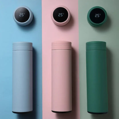 500ml Insulated Thermal Water Bottle with Digital Temperature Display - Leakproof Stainless Steel Vacuum Flask for Coffee and Milk