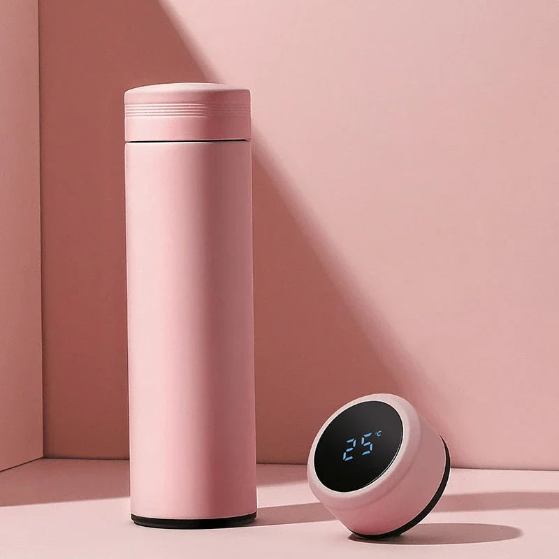 500ml Insulated Thermal Water Bottle with Digital Temperature Display - Leakproof Stainless Steel Vacuum Flask for Coffee and Milk