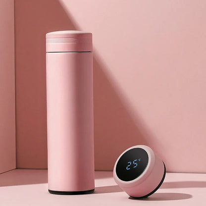 500ml Insulated Thermal Water Bottle with Digital Temperature Display - Leakproof Stainless Steel Vacuum Flask for Coffee and Milk