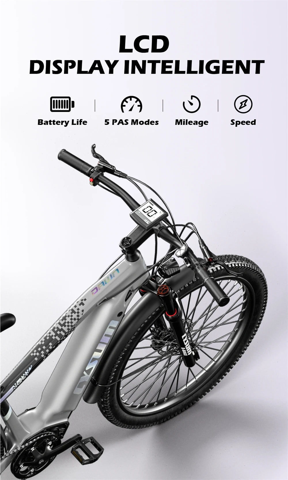 Electric Bicycle 48V 14AH Lithium Battery Electric Mountain Bike 100km Range 27.5" Spoke Wheel 7 Speed Adults Mountain E-bike