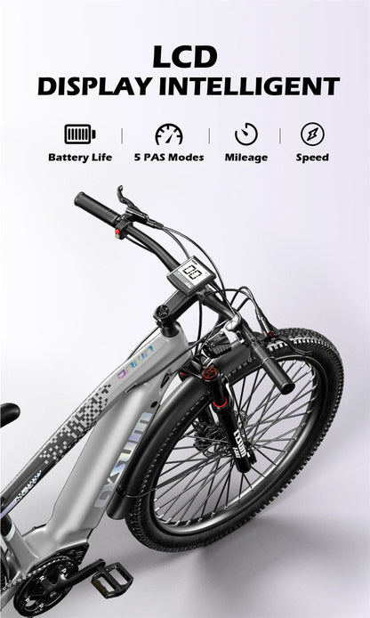 Electric Bicycle 48V 14AH Lithium Battery Electric Mountain Bike 100km Range 27.5" Spoke Wheel 7 Speed Adults Mountain E-bike