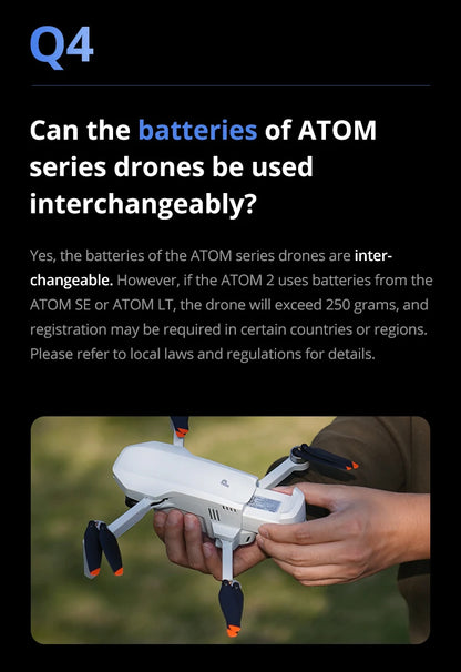 Potensic ATOM 2 3-Axis Gimbal Camera Drone 4K Video, 8K Photo, Under 249g, Vertical Shoot, 10-KM Professional Drones, Night Shot