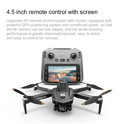 2025 New V168 Max Drone 8K Professional 5G GPS HD Dual Camera Photography 5KM Brushless Foldable Large Screen RC Quadcopter Toys