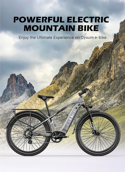 Electric Bicycle 48V 14AH Lithium Battery Electric Mountain Bike 100km Range 27.5" Spoke Wheel 7 Speed Adults Mountain E-bike