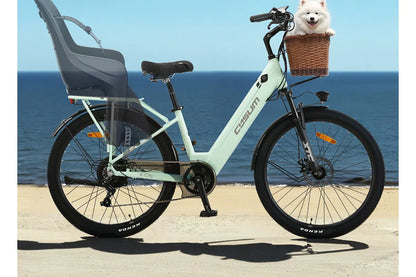 Electric Bicycle 26" 250W Motor 7S Removable Li-Battery Pedal Assist with Basket Luggage Rack Urban Unisex City Commuter E-bike