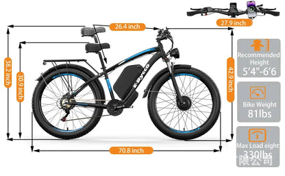 E-Bike 4000W Motor 52V32AH All-terrain Fully Suspended Off-road Motorcycle Electric Bike 24*4.0-inch Fat Tire  Electric Bicycle