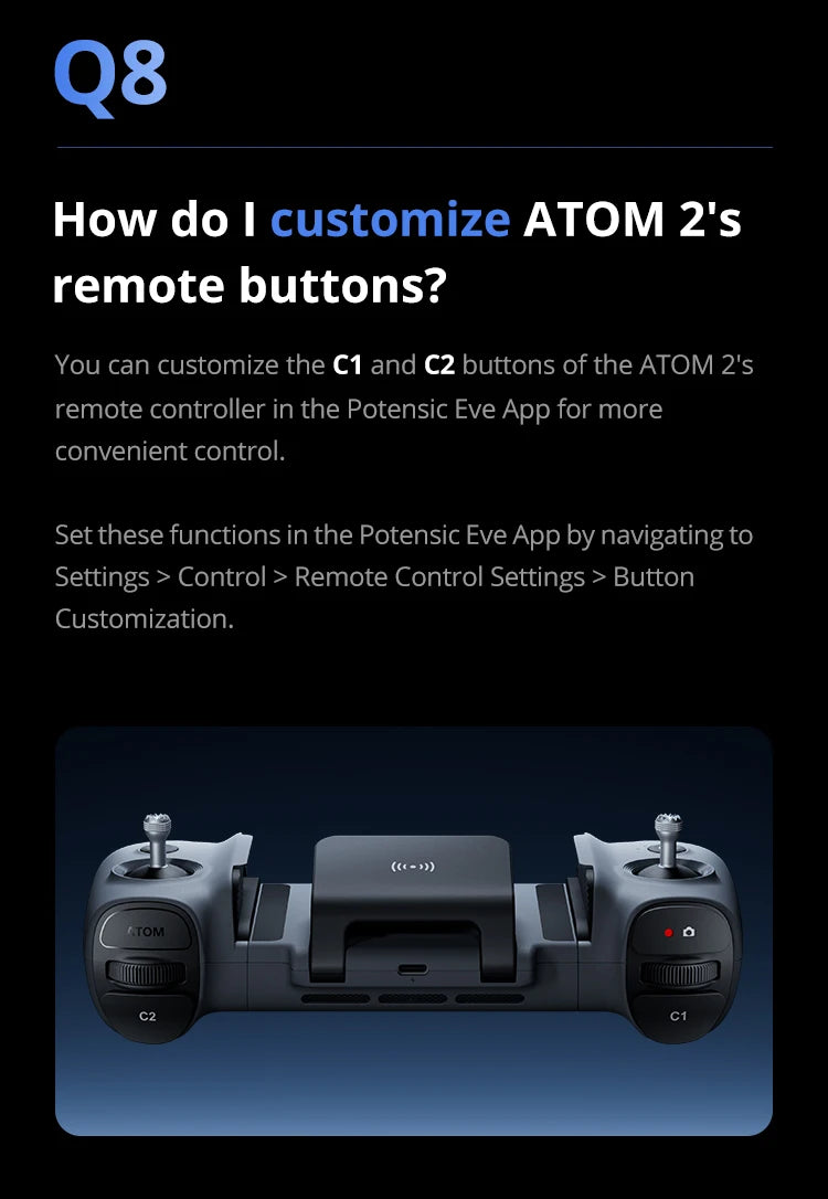 Potensic ATOM 2 3-Axis Gimbal Camera Drone 4K Video, 8K Photo, Under 249g, Vertical Shoot, 10-KM Professional Drones, Night Shot