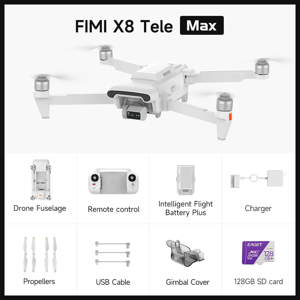 FIMI X8 Tele Max 20km Range drone 4K professional original 60fps Dual Camera 3-Axis Gimbal & AI Night Vision 30min Flight Time