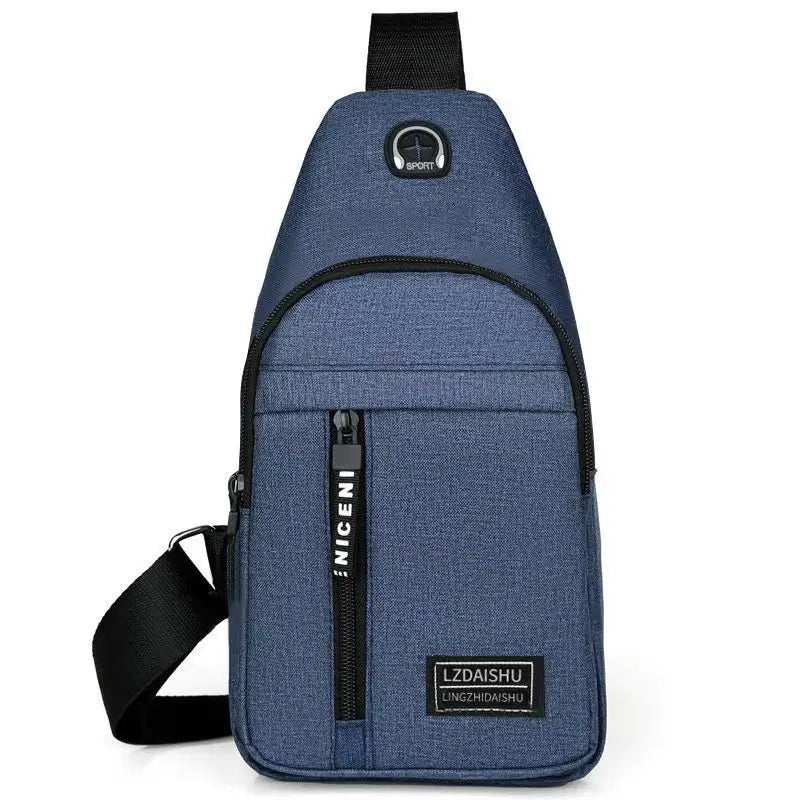 Men's Solid Color Chest Bag - Outdoor Casual Fashion Canvas Messenger Satchel with Zipper