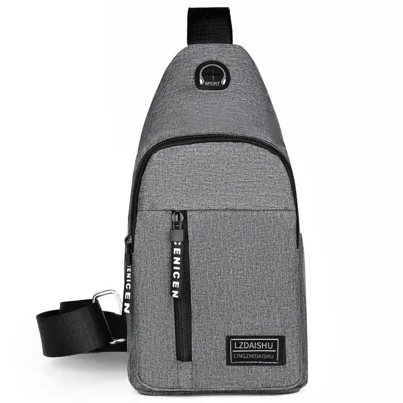 Men's Solid Color Chest Bag - Outdoor Casual Fashion Canvas Messenger Satchel with Zipper