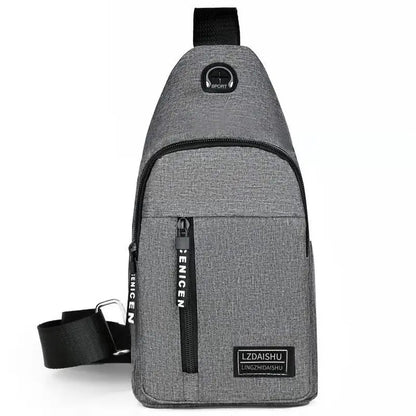 Men's Solid Color Chest Bag - Outdoor Casual Fashion Canvas Messenger Satchel with Zipper